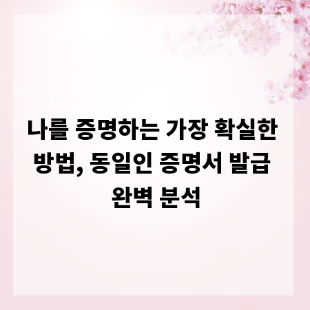 나를 증명하는 가장 확실한 방법, 동일인 증명서 발급 완벽 분석