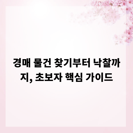 경매 물건 찾기부터 낙찰까지, 초보자 핵심 가이드