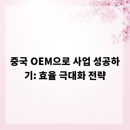 중국 OEM으로 사업 성공하기: 효율 극대화 전략