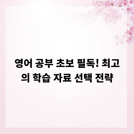 영어 공부 초보 필독! 최고의 학습 자료 선택 전략