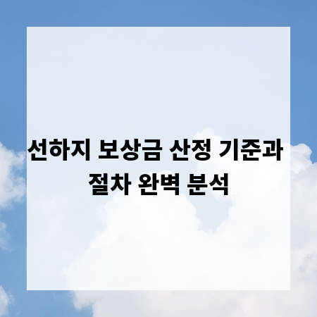 선하지 보상금 산정 기준과 절차 완벽 분석
