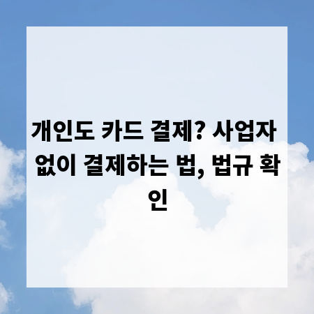 개인도 카드 결제? 사업자 없이 결제하는 법, 법규 확인