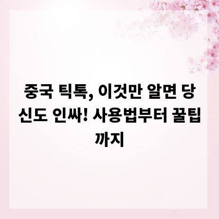 중국 틱톡, 이것만 알면 당신도 인싸! 사용법부터 꿀팁까지