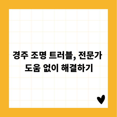 경주 조명 트러블, 전문가 도움 없이 해결하기