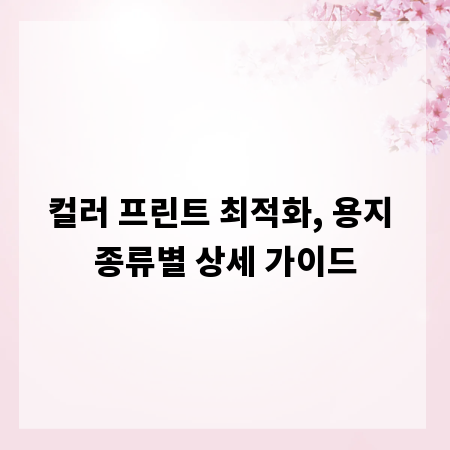 컬러 프린트 최적화, 용지 종류별 상세 가이드