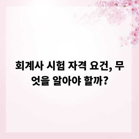 회계사 시험 자격 요건, 무엇을 알아야 할까?