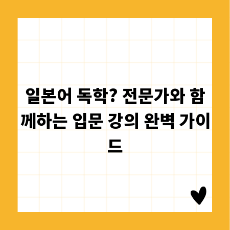 일본어 독학? 전문가와 함께하는 입문 강의 완벽 가이드