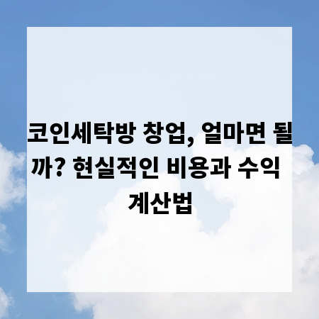 코인세탁방 창업, 얼마면 될까? 현실적인 비용과 수익 계산법