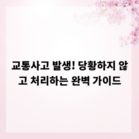 교통사고 발생! 당황하지 않고 처리하는 완벽 가이드