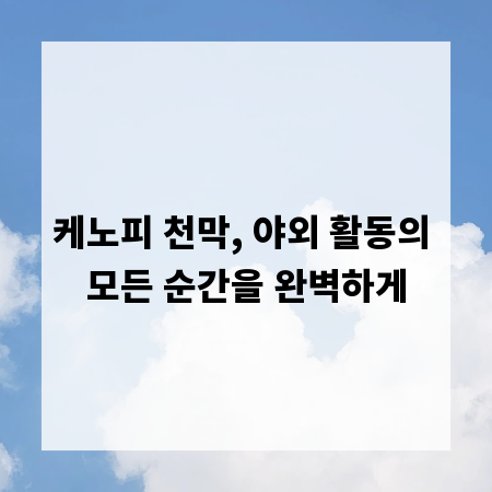 케노피 천막, 야외 활동의 모든 순간을 완벽하게