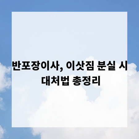 반포장이사, 이삿짐 분실 시 대처법 총정리