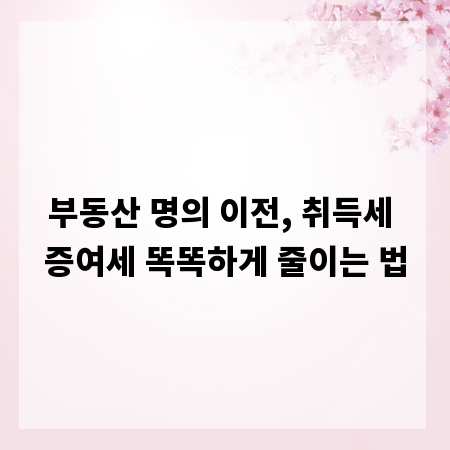 부동산 명의 이전, 취득세 증여세 똑똑하게 줄이는 법