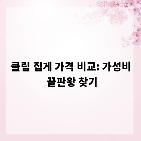 클립 집게 가격 비교: 가성비 끝판왕 찾기