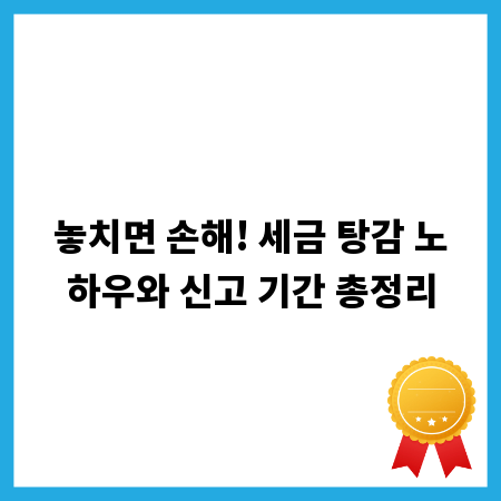 놓치면 손해! 세금 탕감 노하우와 신고 기간 총정리