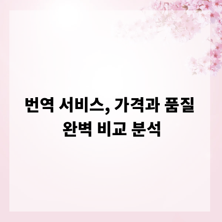 번역 서비스, 가격과 품질 완벽 비교 분석
