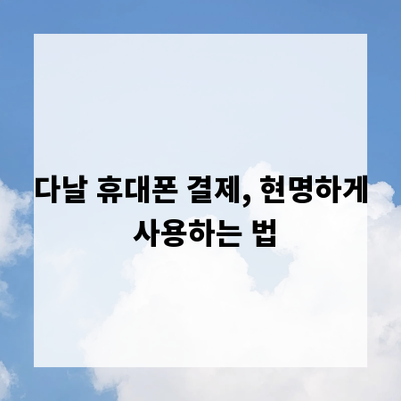 다날 휴대폰 결제, 현명하게 사용하는 법