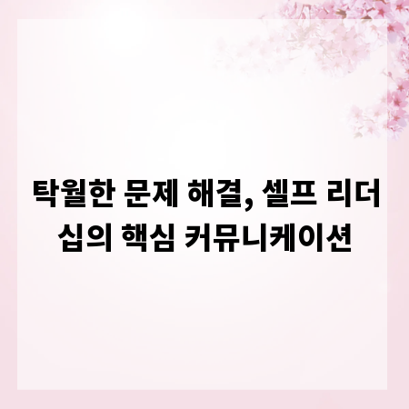 탁월한 문제 해결, 셀프 리더십의 핵심 커뮤니케이션