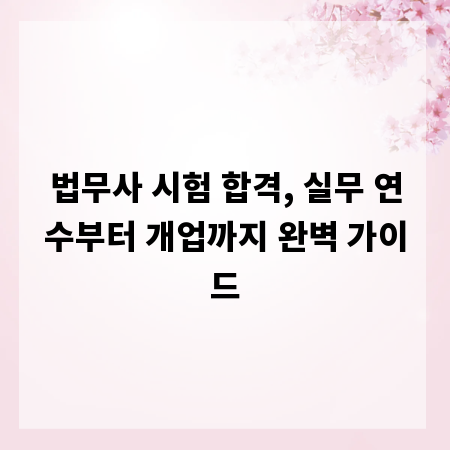 법무사 시험 합격, 실무 연수부터 개업까지 완벽 가이드