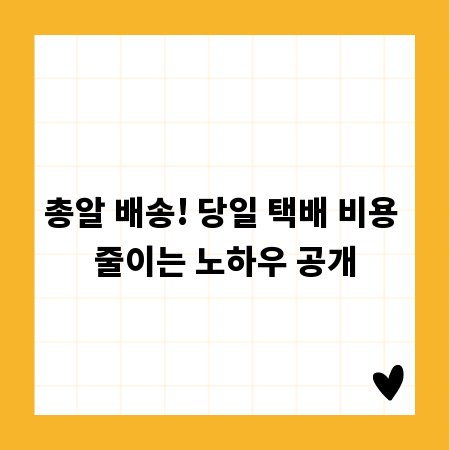 총알 배송! 당일 택배 비용 줄이는 노하우 공개