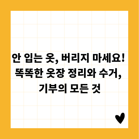 안 입는 옷, 버리지 마세요! 똑똑한 옷장 정리와 수거, 기부의 모든 것