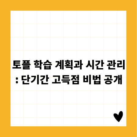 토플 학습 계획과 시간 관리: 단기간 고득점 비법 공개