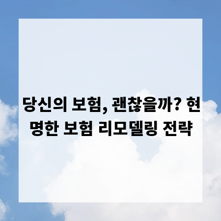 당신의 보험, 괜찮을까? 현명한 보험 리모델링 전략