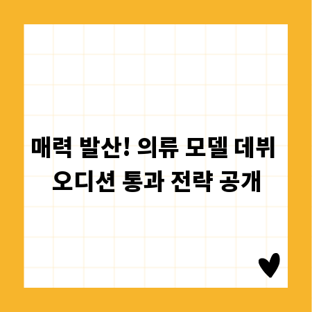 매력 발산! 의류 모델 데뷔 오디션 통과 전략 공개