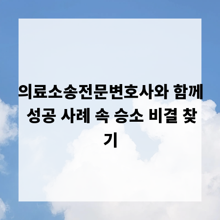 의료소송전문변호사와 함께 성공 사례 속 승소 비결 찾기