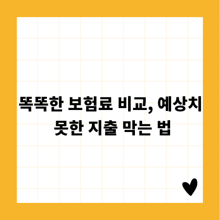 똑똑한 보험료 비교, 예상치 못한 지출 막는 법