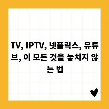 TV, IPTV, 넷플릭스, 유튜브, 이 모든 것을 놓치지 않는 법
