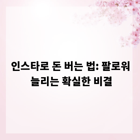 인스타로 돈 버는 법: 팔로워 늘리는 확실한 비결
