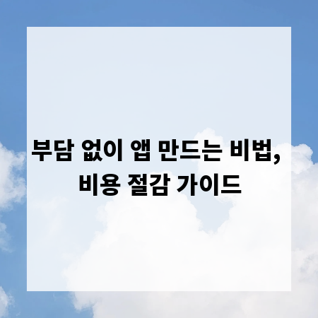 부담 없이 앱 만드는 비법, 비용 절감 가이드