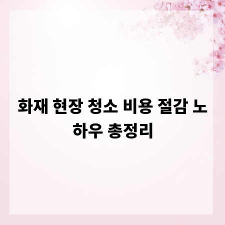 화재 현장 청소 비용 절감 노하우 총정리