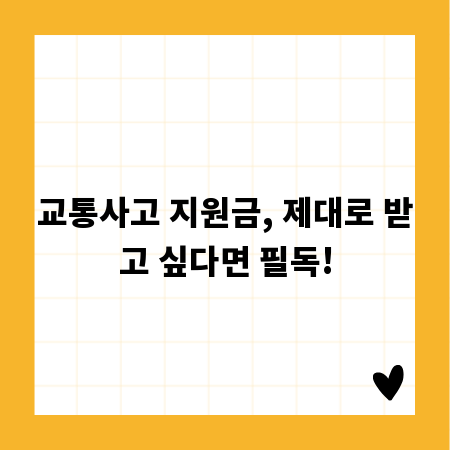 교통사고 지원금, 제대로 받고 싶다면 필독!
