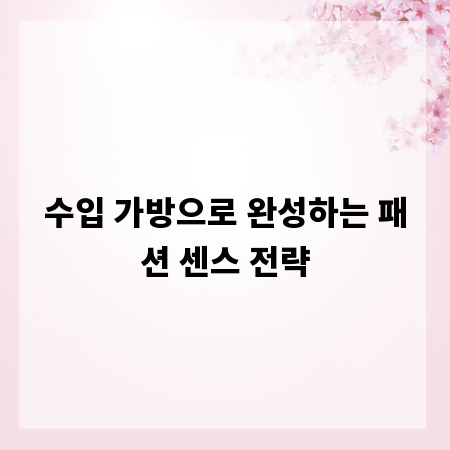 수입 가방으로 완성하는 패션 센스 전략