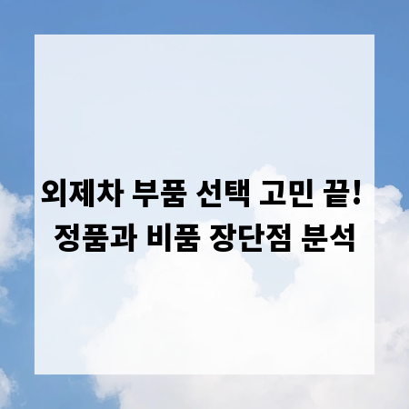 외제차 부품 선택 고민 끝! 정품과 비품 장단점 분석