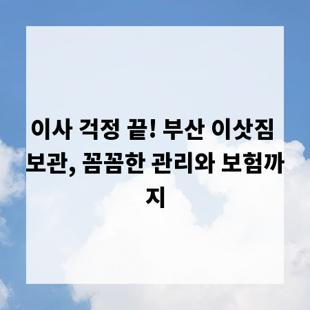이사 걱정 끝! 부산 이삿짐 보관, 꼼꼼한 관리와 보험까지