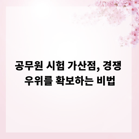 공무원 시험 가산점, 경쟁 우위를 확보하는 비법
