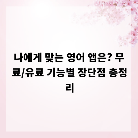 나에게 맞는 영어 앱은? 무료/유료 기능별 장단점 총정리