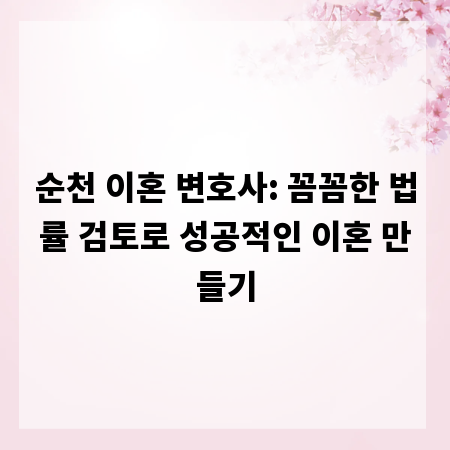순천 이혼 변호사: 꼼꼼한 법률 검토로 성공적인 이혼 만들기