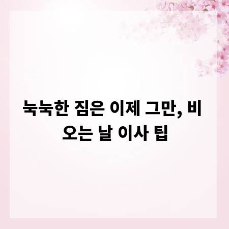 눅눅한 짐은 이제 그만, 비 오는 날 이사 팁