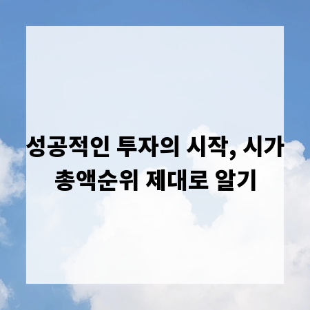 성공적인 투자의 시작, 시가총액순위 제대로 알기