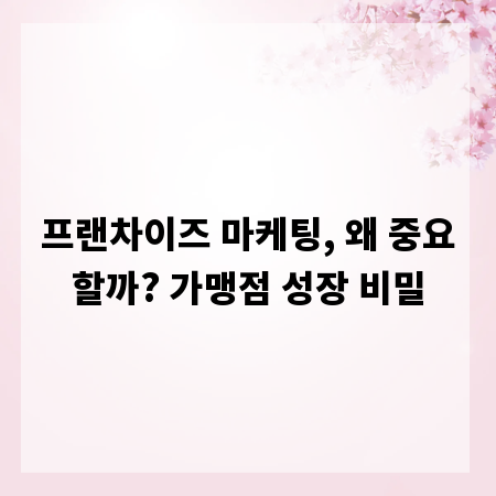 프랜차이즈 마케팅, 왜 중요할까? 가맹점 성장 비밀
