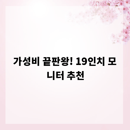 가성비 끝판왕! 19인치 모니터 추천