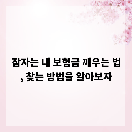 잠자는 내 보험금 깨우는 법, 찾는 방법을 알아보자