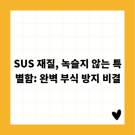 SUS 재질, 녹슬지 않는 특별함: 완벽 부식 방지 비결