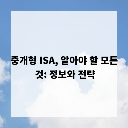 중개형 ISA, 알아야 할 모든 것: 정보와 전략
