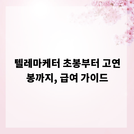 텔레마케터 초봉부터 고연봉까지, 급여 가이드