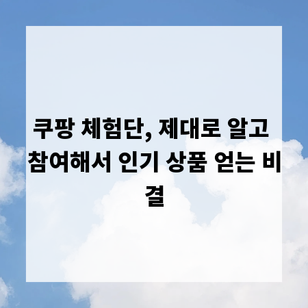 쿠팡 체험단, 제대로 알고 참여해서 인기 상품 얻는 비결