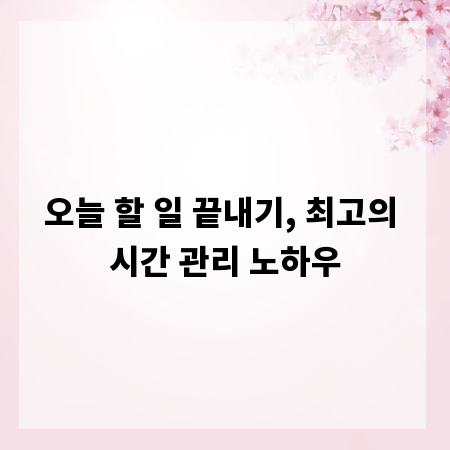오늘 할 일 끝내기, 최고의 시간 관리 노하우